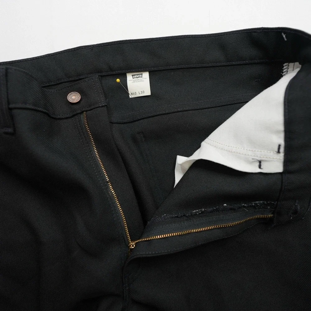 Vintage Levi's Sta-Prest Pants Mens 39X22 Black Polyester 90s VTG Black gold tab